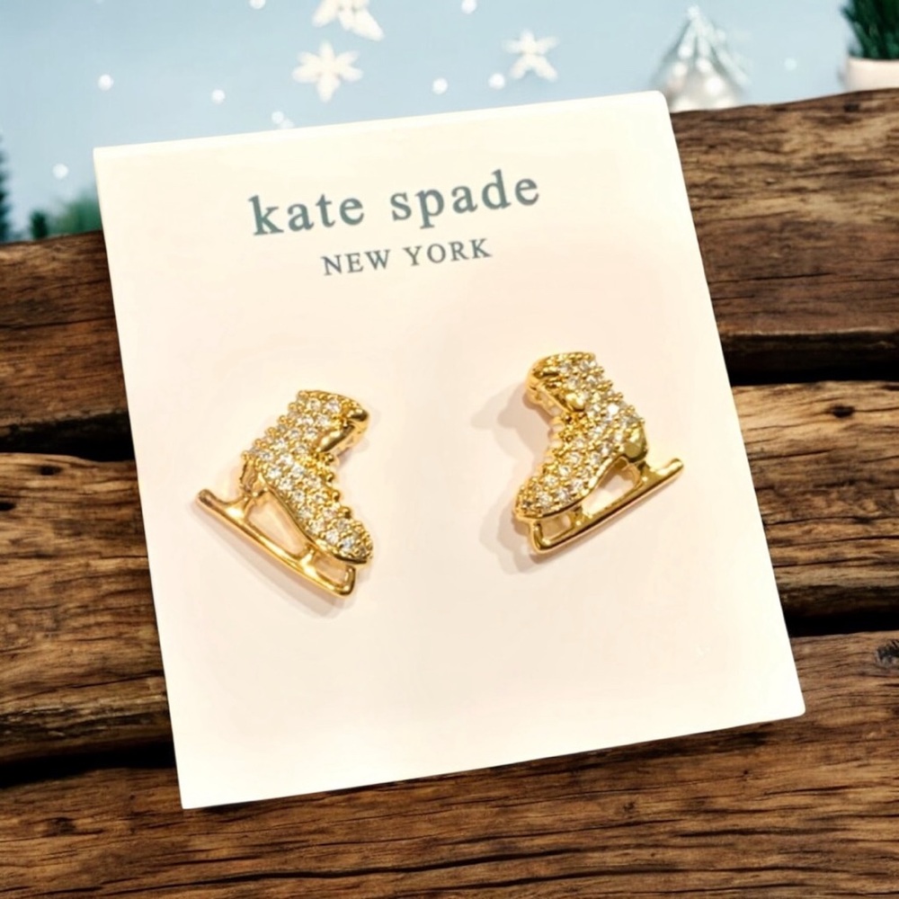 Kate Spade Snow Day‎ Ice Skate Stud Earrings NWT